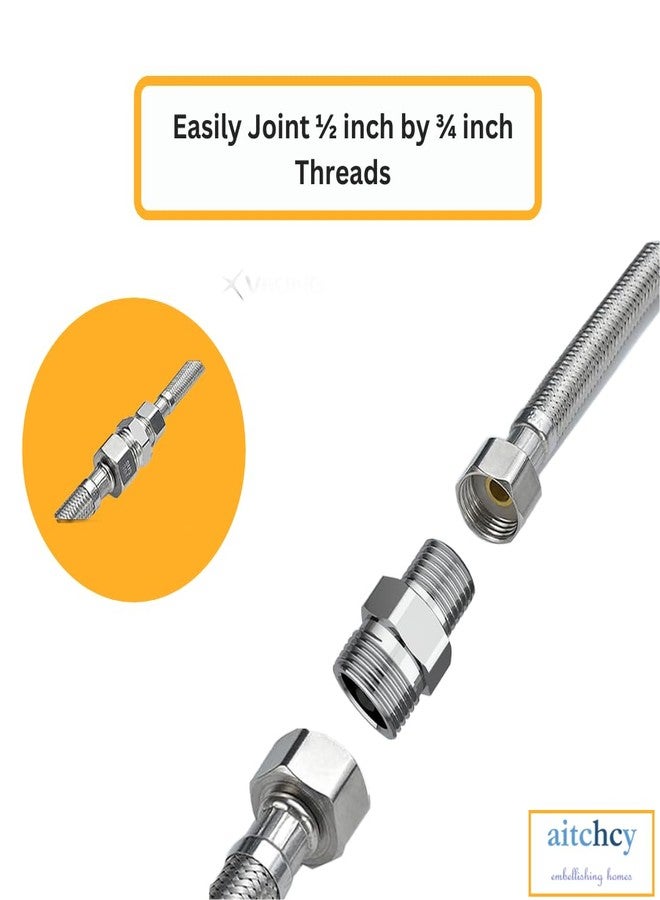 Aitchcy Brass 1/2 x 3/4 Hex Nipple | 3/4 Inch to 1/2 Inch Jointer Adapter Nipples for Connecting | Brass Reducer Nipple |1/2 to 3/4 Converter Adapter for Plumbing Applications (Pack of 1) - Image 3
